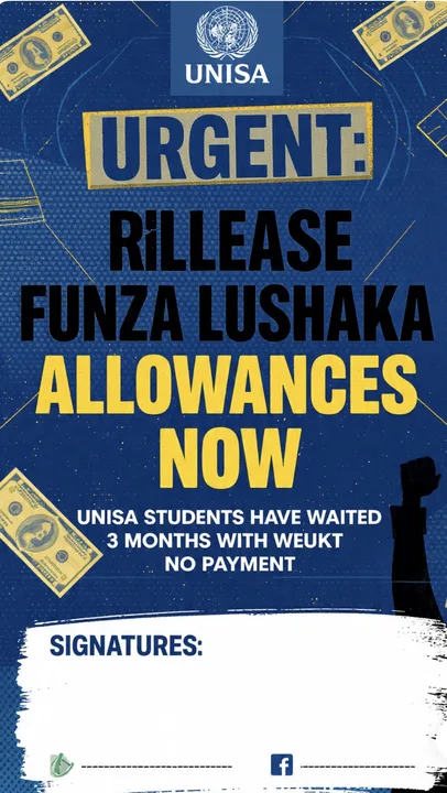URGENT RELEASE OF FUNZA LUSHAKA ALLOWANCES FOR UNISA STUDENT