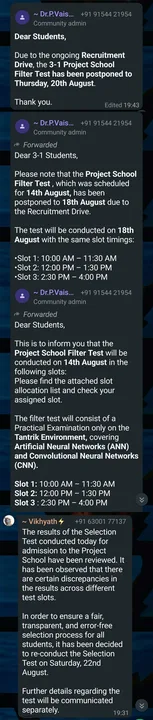 Student Representation Regarding Improper Conduct of Project