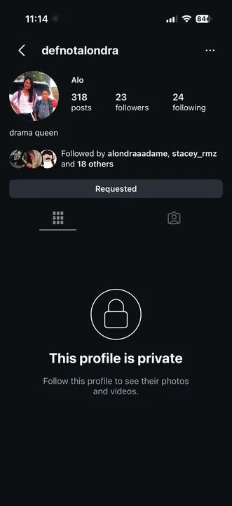 Alondra to allow Ashley to follow her finsta